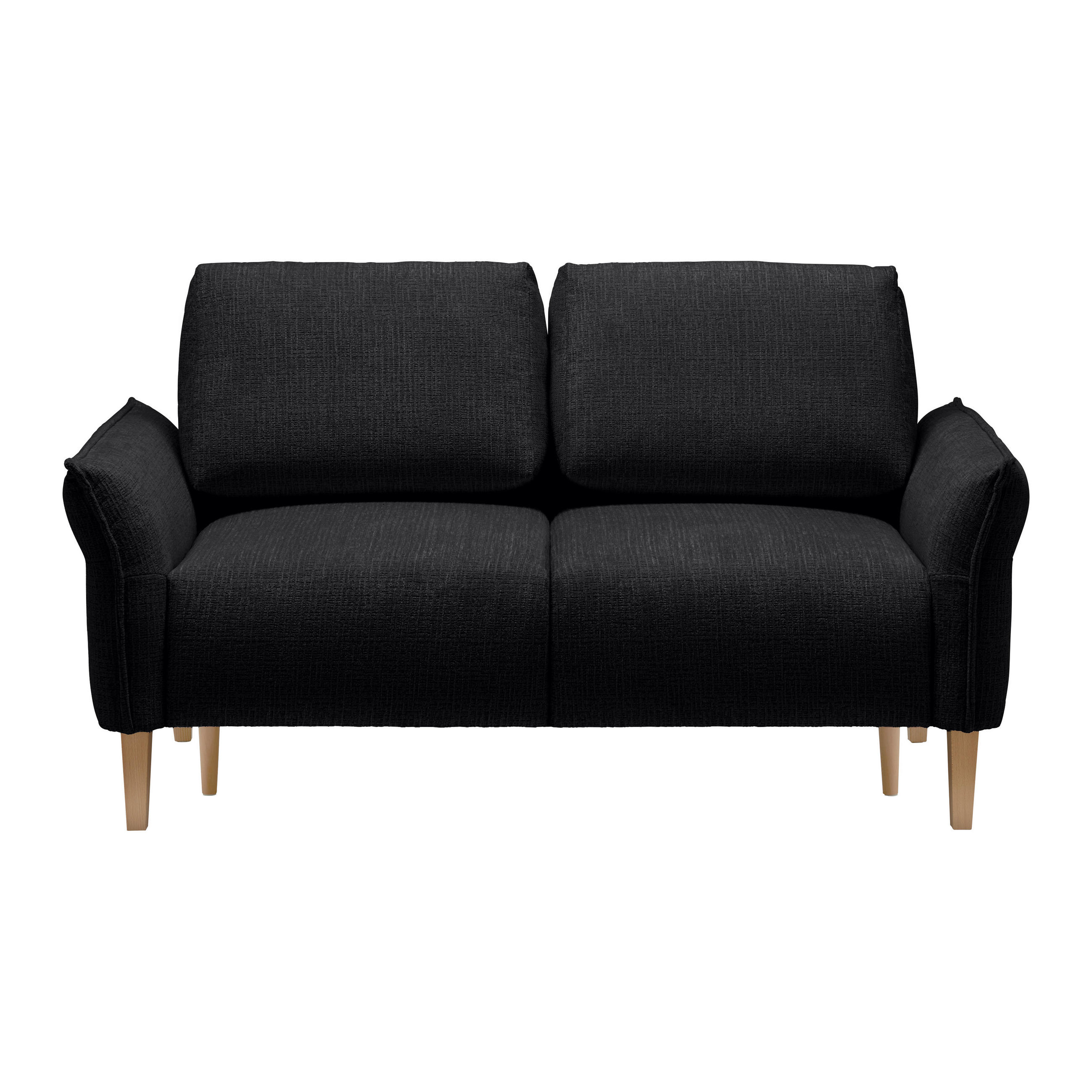 2-SITZER-SOFA in Webstoff Schwarz  - Eichefarben/Creme, Modern, Holz/Textil (150/85/92cm) - MID.YOU