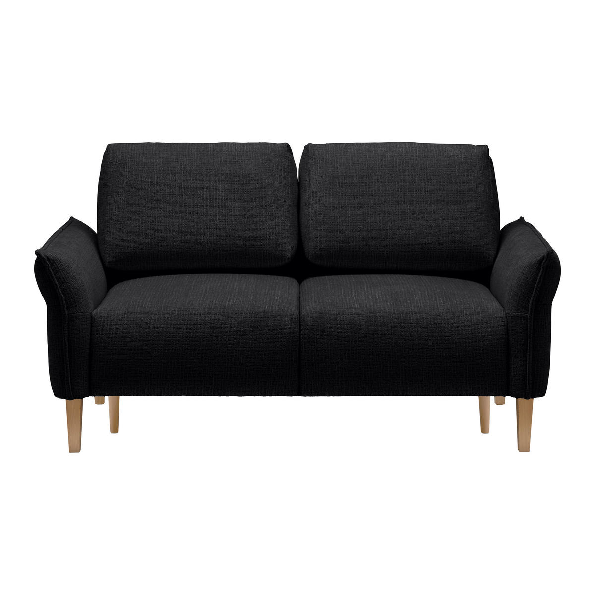 2-SITZER-SOFA in Webstoff Schwarz  - Eichefarben/Creme, Modern, Holz/Textil (150/85/92cm) - MID.YOU