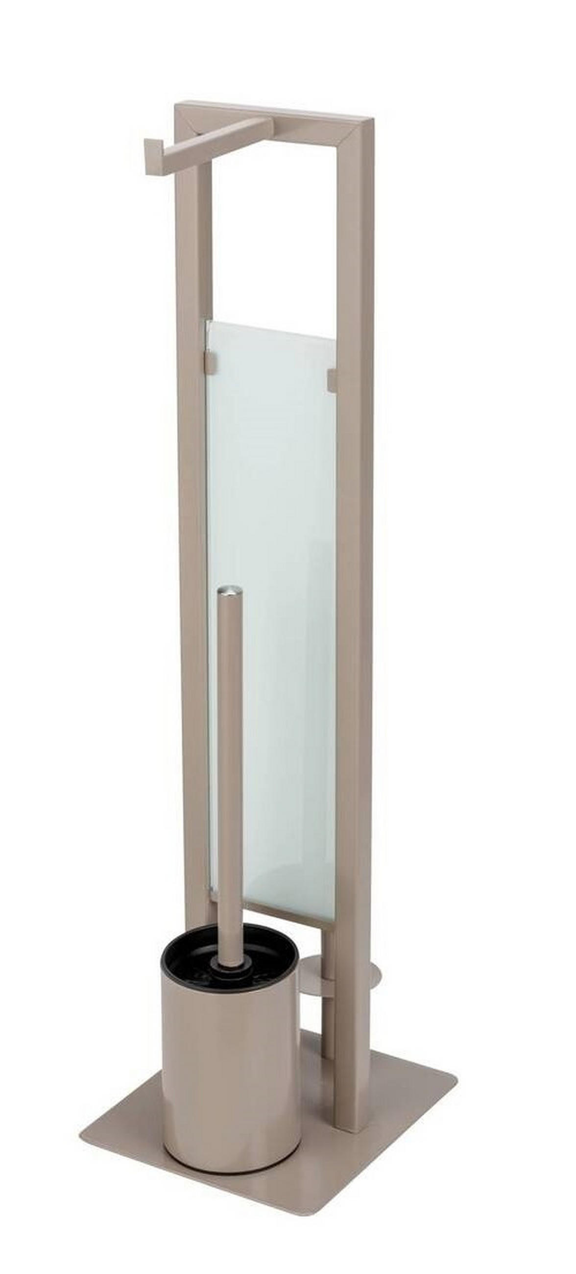 WC-BÜRSTENKOMBINATION - Taupe/Weiß, KONVENTIONELL, Glas/Kunststoff (18/70/23cm) - Wenko