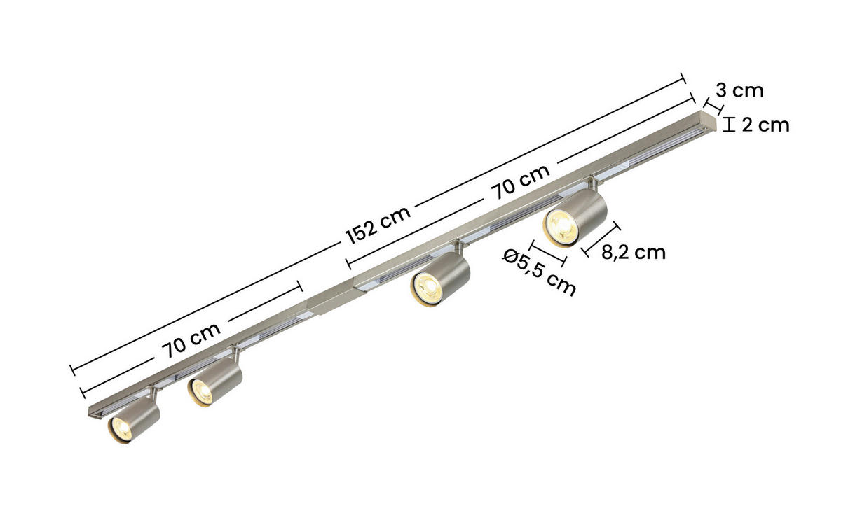 SCHIENENSYSTEM 120/5,5/14 cm  - Nickelfarben, Trend, Kunststoff/Metall (120/5,5/14cm) - Collett's Monde