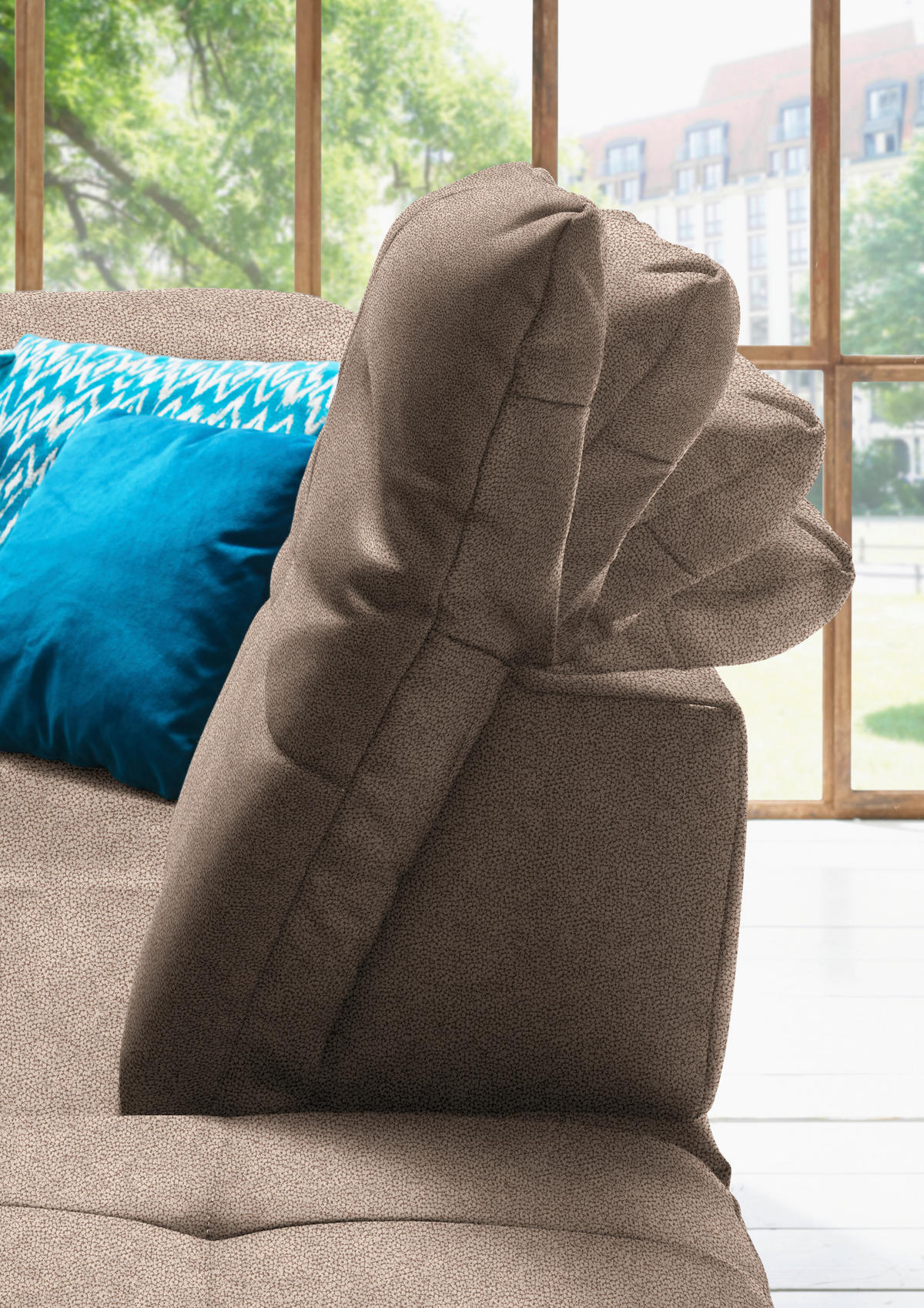 WOHNLANDSCHAFT  in Mikrofaser Sandfarben  - Sandfarben/Chromfarben, Design, Textil (195/371/260cm) - Beldomo Style