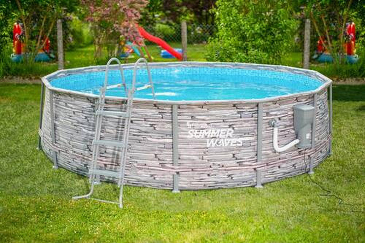 POOL PGP4W01442B 427/107 cm  - Grau, KONVENTIONELL, Kunststoff (427/107cm) - Ambia Garden