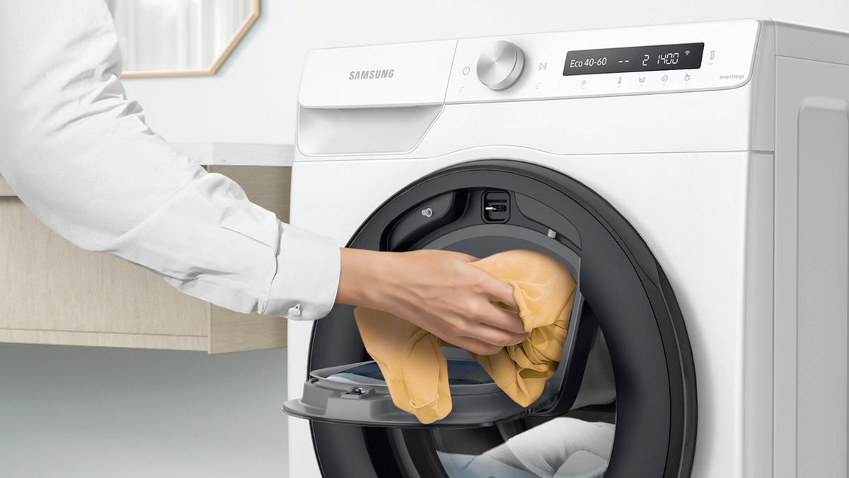 WASCHMASCHINE WW81T554AAW/S2  - Weiß, Basics, Glas/Kunststoff (60/85/55cm) - Samsung