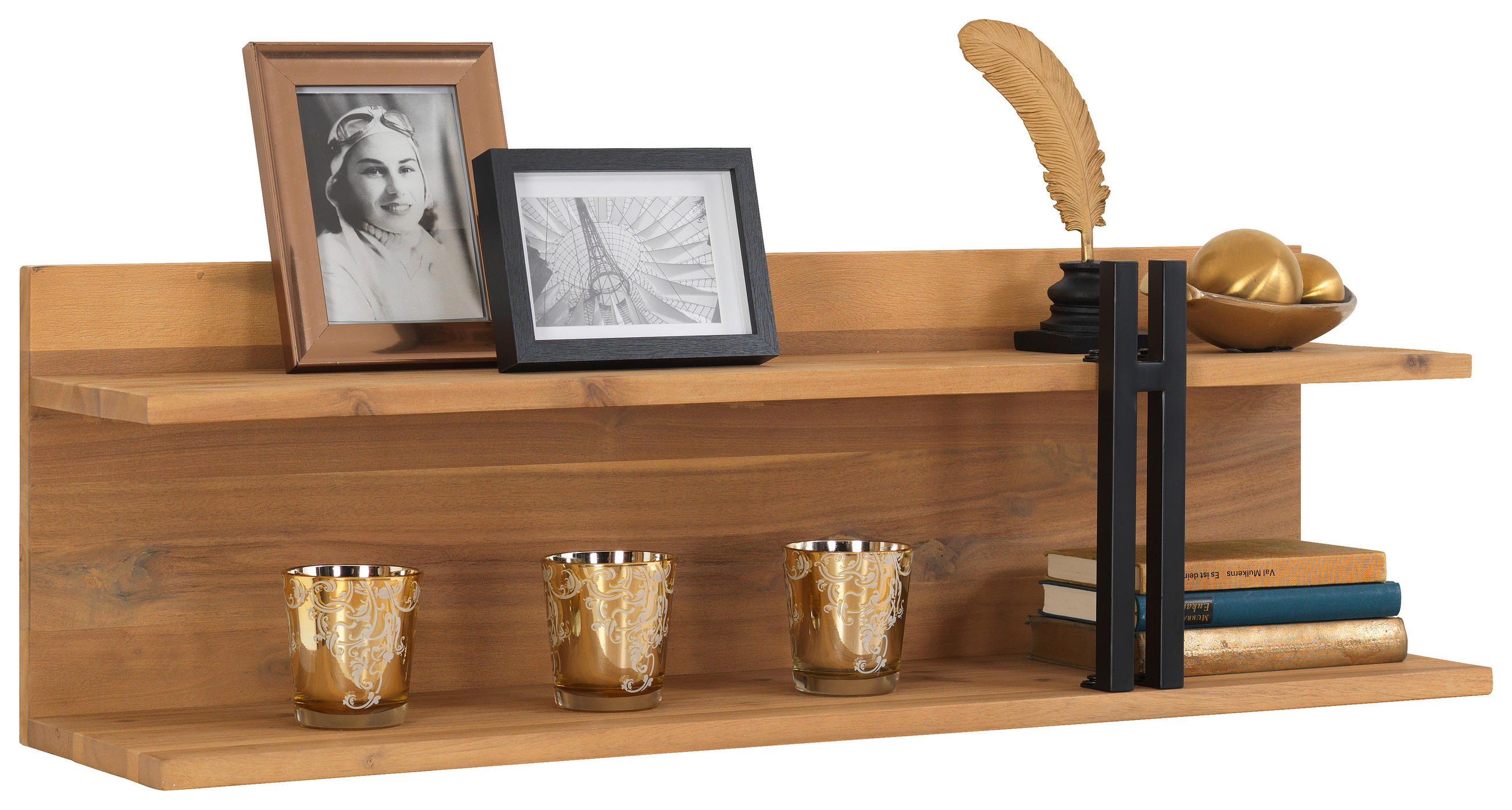 Wandboard in 100/31,3/25 cm Schwarz, Akaziefarben