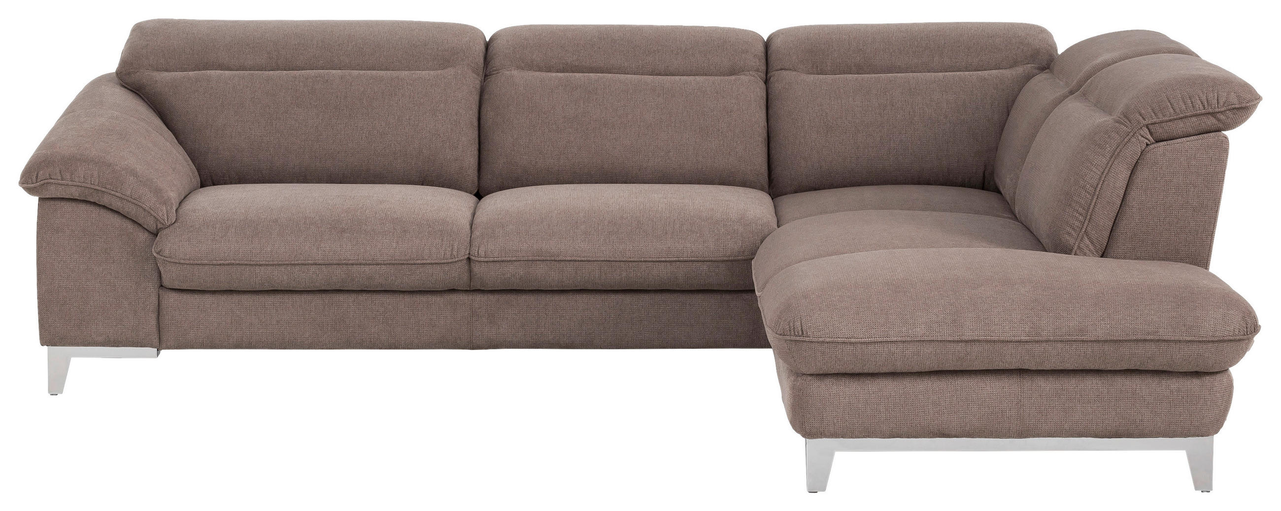ECKSOFA Taupe Chenille  - Taupe/Chromfarben, Design, Textil/Metall (293/232cm) - Livetastic