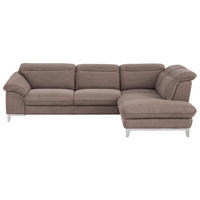 ECKSOFA Taupe Chenille  - Taupe/Chromfarben, Design, Textil/Metall (293/232cm) - Livetastic