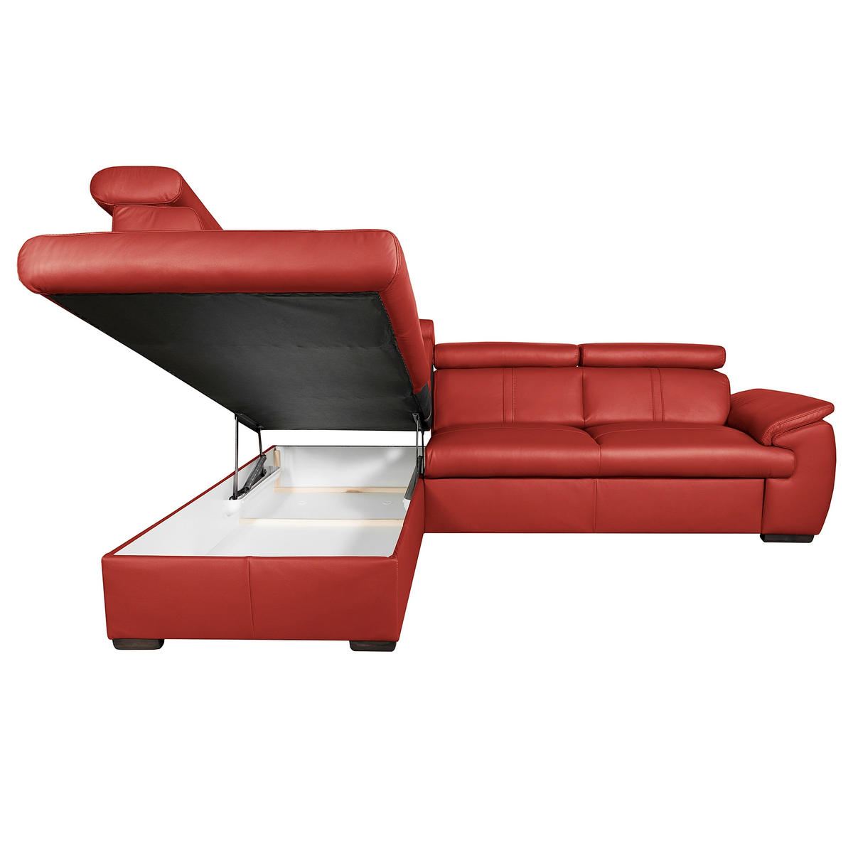 ECKSOFA  in Echtleder Rot  - Wengefarben/Rot, Design, Leder/Holz (211/265cm) - Livetastic