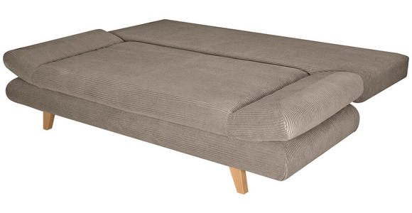 SCHLAFSOFA Cord Taupe  - Taupe/Buchefarben, KONVENTIONELL, Holz/Textil (200/75/85cm) - Carryhome