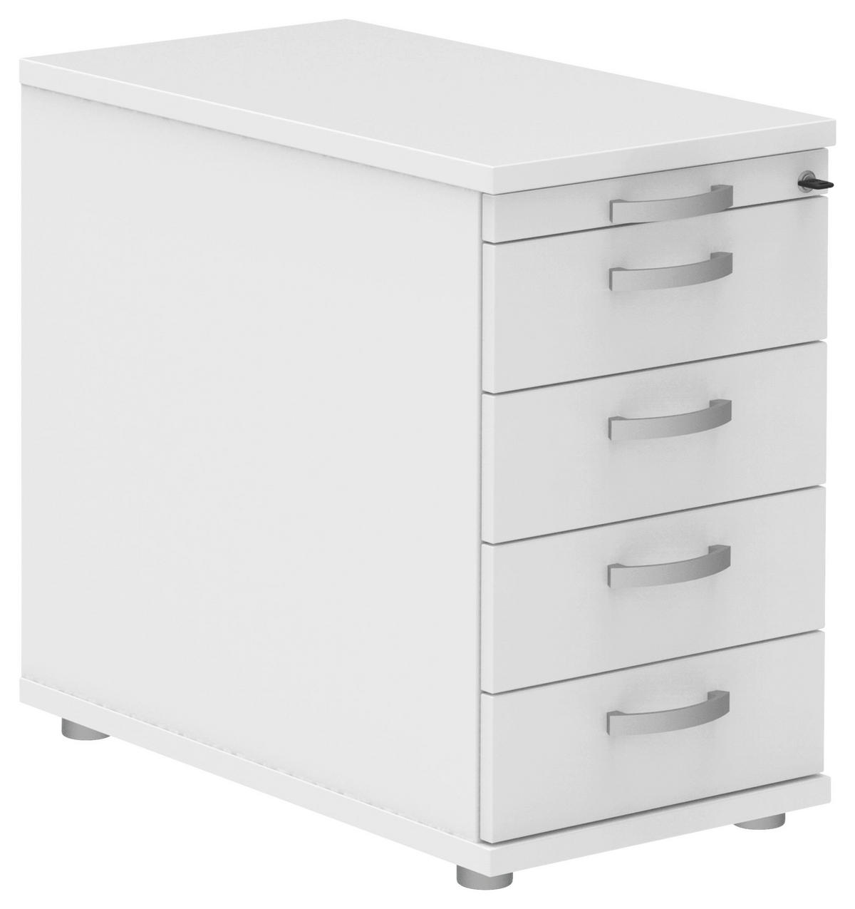 ANSTELLCONTAINER Weiß  - Silberfarben/Schwarz, Basics, Holzwerkstoff (43/74/80cm) - Moderano