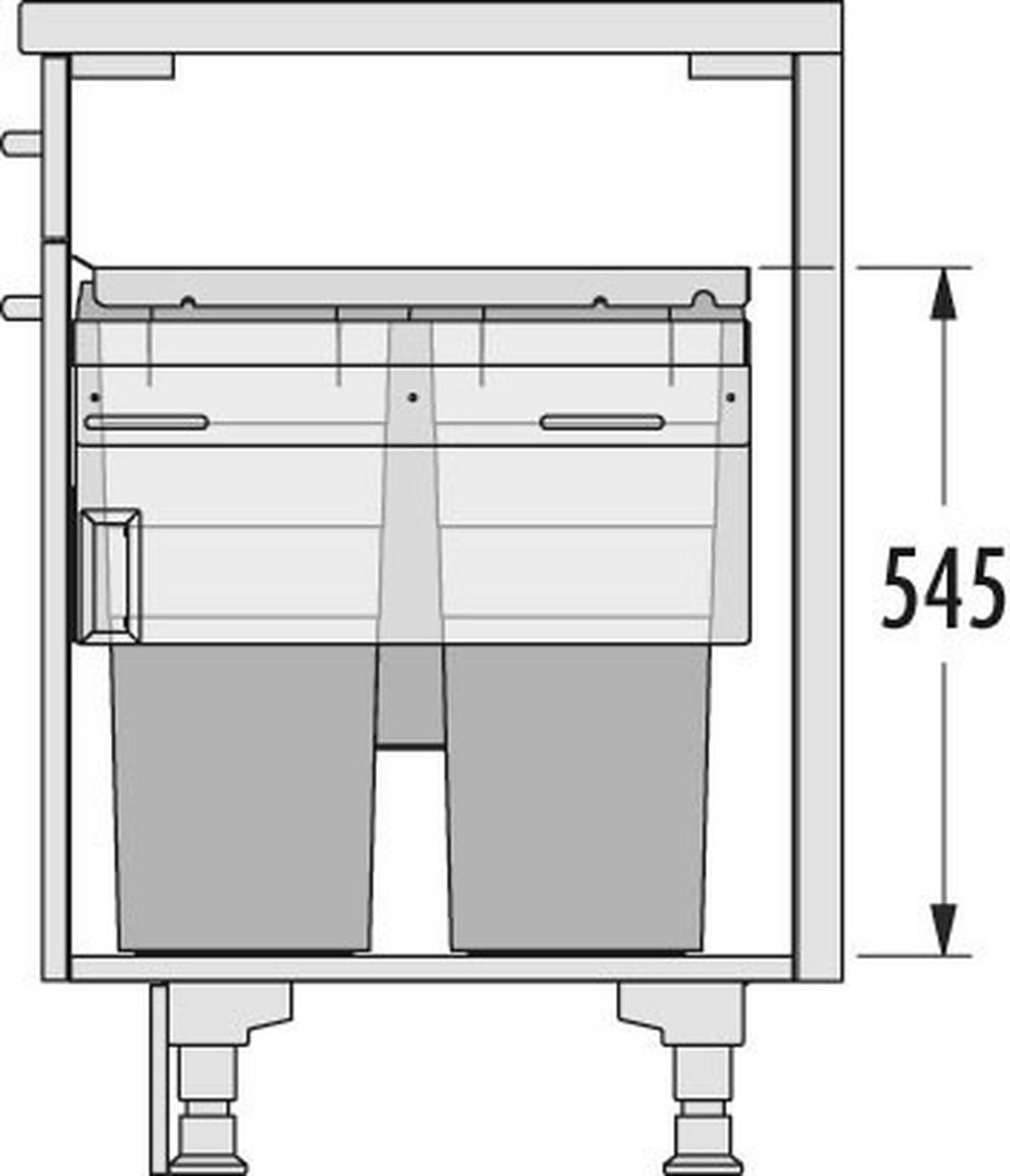 EINBAUABFALLSAMMLER 2 x 38 + 12 + 2,5 l  Kunststoff  - Hellgrau, Basics, Kunststoff (56,2-56,8/54,5/52,8cm) - HKT