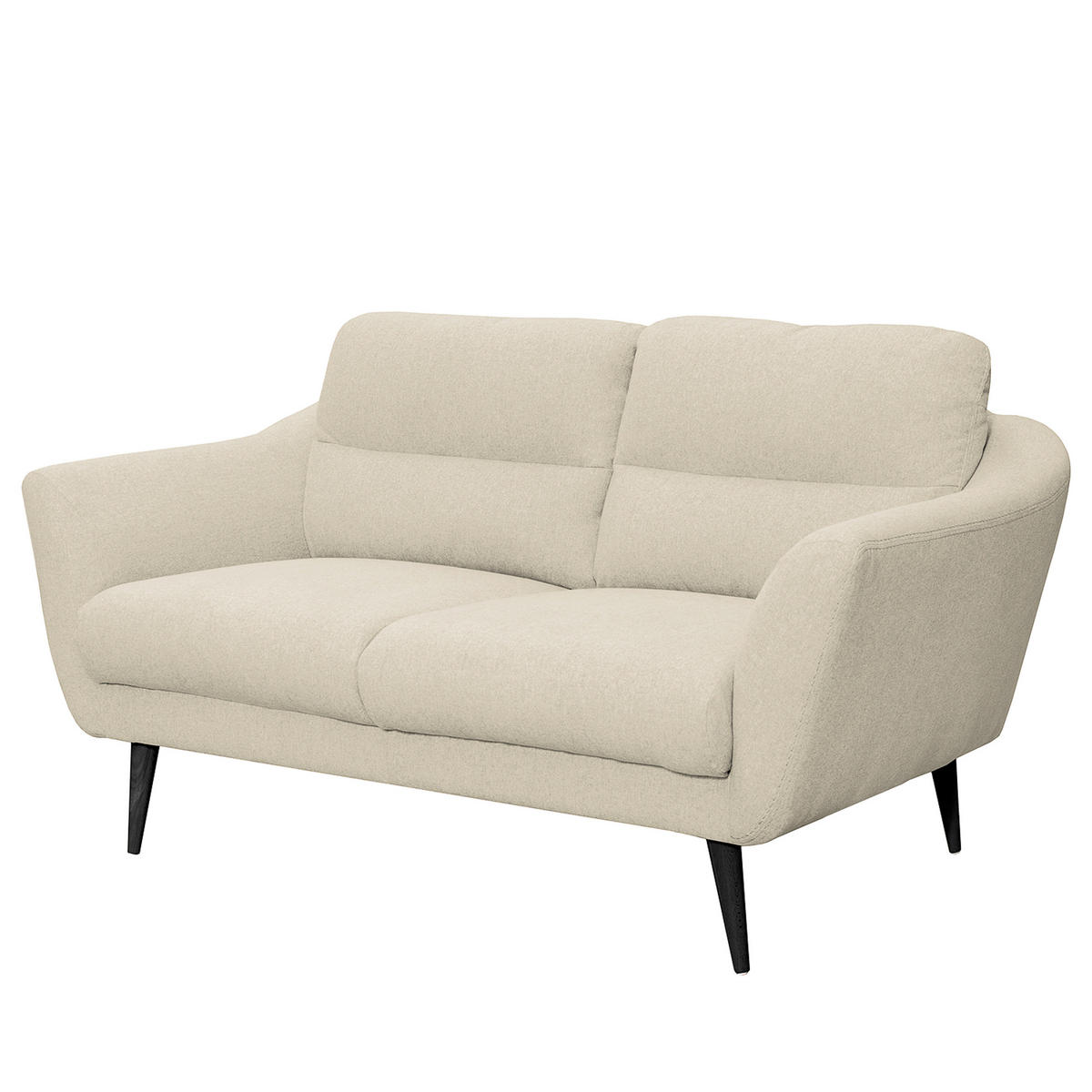 2-SITZER-SOFA in Webstoff Creme  - Creme/Schwarz, Design, Holz/Textil (158/87/88cm) - Livetastic