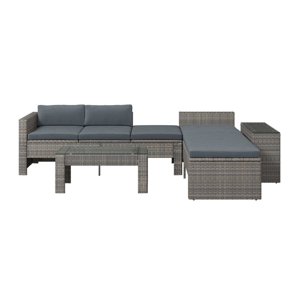 LOUNGEGARNITUR   192/65/82 cm Eisen  - Blaugrau/Grau, MODERN, Metall (192/65/82cm) - Ambia Garden