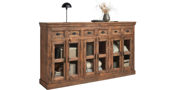 SIDEBOARD in 210/120/45 cm - Braun, Trend, Glas/Holz (210/120/45cm) - Ambia Home