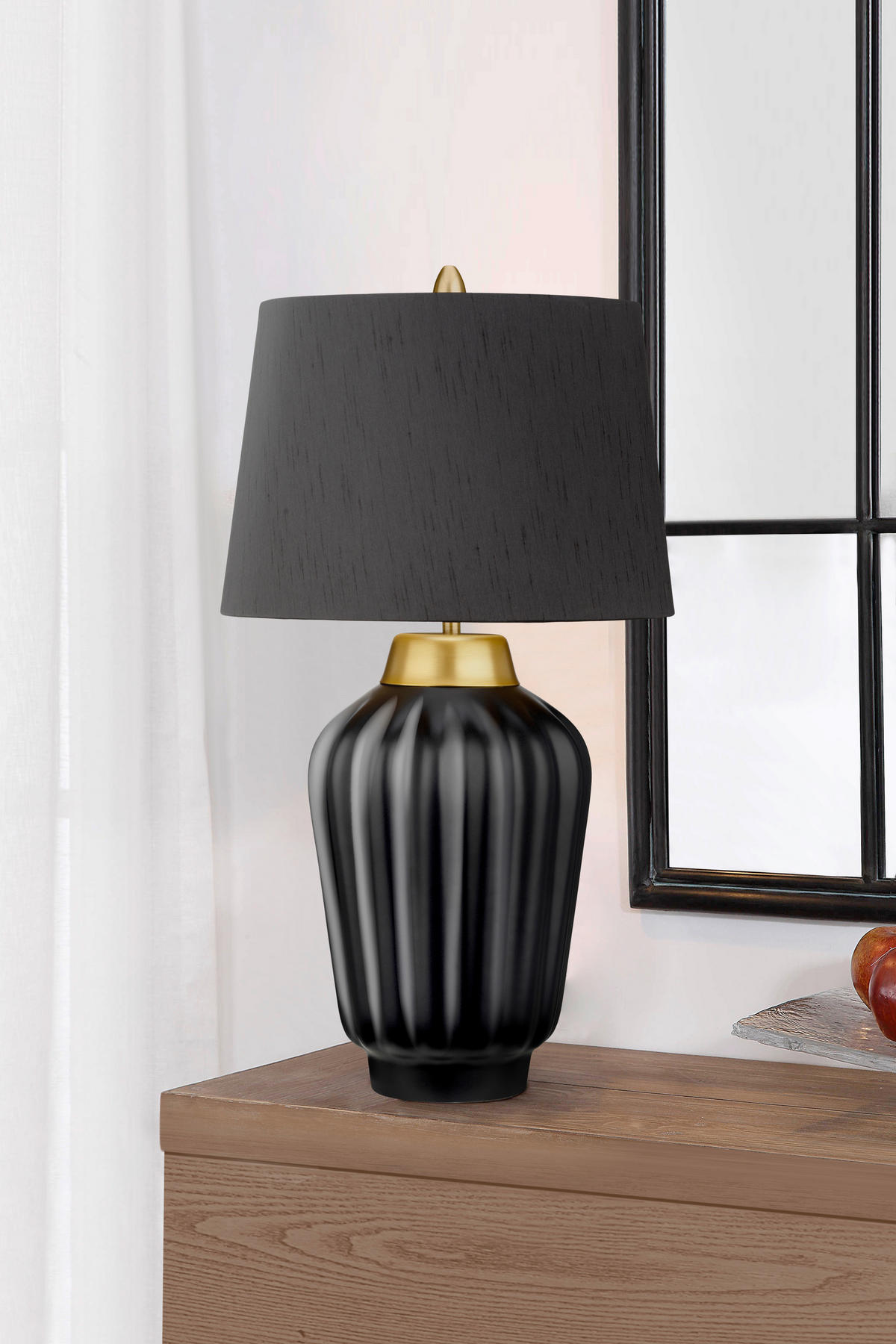 TISCHLEUCHTE - Messingfarben/Schwarz, Konventionell, Keramik/Textil (30/56.2cm) - Elstead Lighting