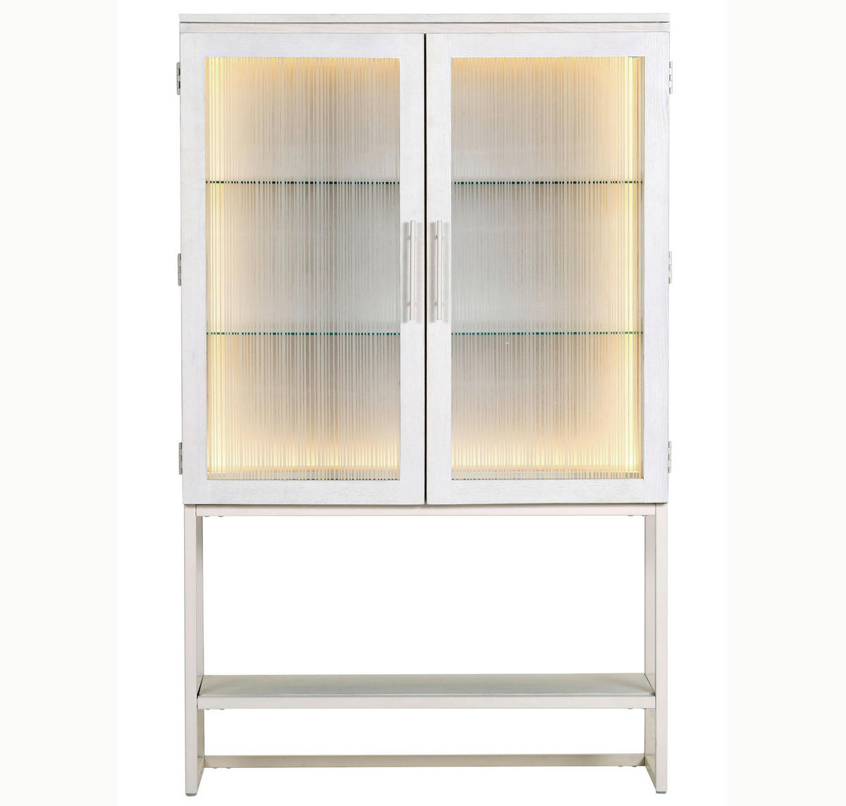 VITRINE  in furniert, massiv Esche Weiß  - Weiß, MODERN, Glas/Holz (100/160/43cm) - Lomoco