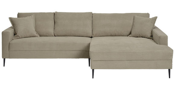 ECKSOFA Greige Cord - Greige/Schwarz, KONVENTIONELL, Textil/Metall (276/173cm) - Carryhome
