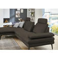 ECKSOFA in Echtleder Graubraun  180/310 cm  - Graubraun/Schwarz, Design, Leder/Metall (180/310cm) - Dieter Knoll
