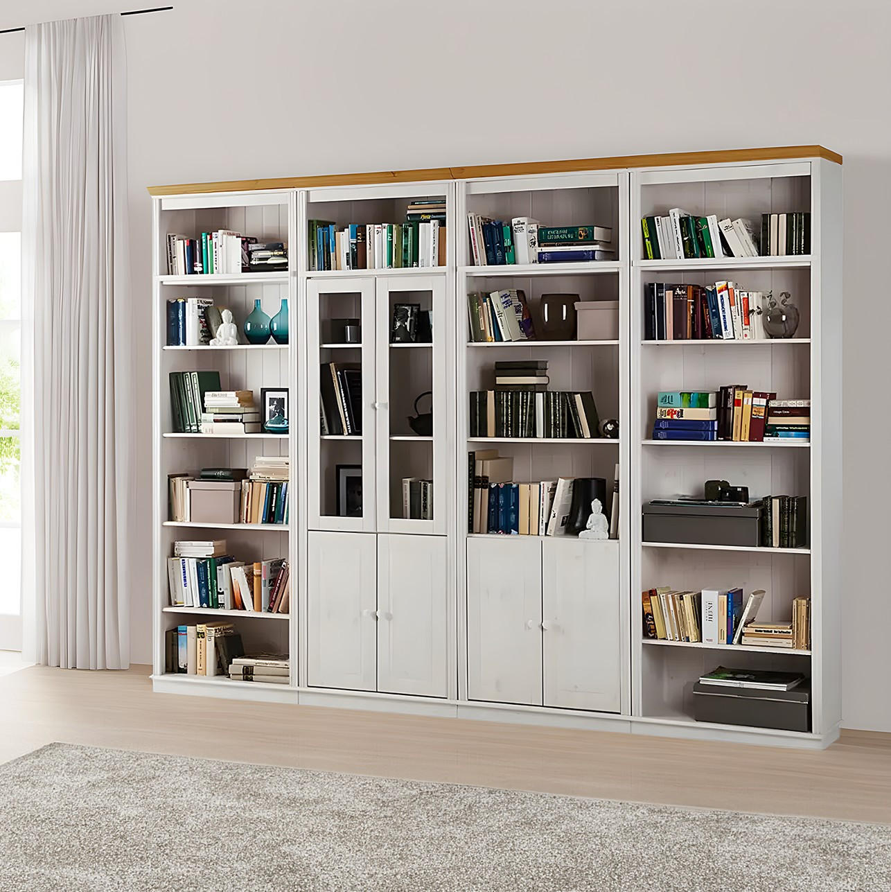 OBÝVACÍ STĚNA, barvy borovice, medová - barvy borovice/medová, Design, dřevo/sklo (296/223/34cm) - Livetastic