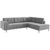 ECKSOFA in Flachgewebe Blaugrau  - Edelstahlfarben/Anthrazit, Design, Textil/Metall (259/205cm) - Livetastic