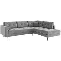 ECKSOFA in Flachgewebe Blaugrau  - Edelstahlfarben/Anthrazit, Design, Textil/Metall (259/205cm) - Livetastic