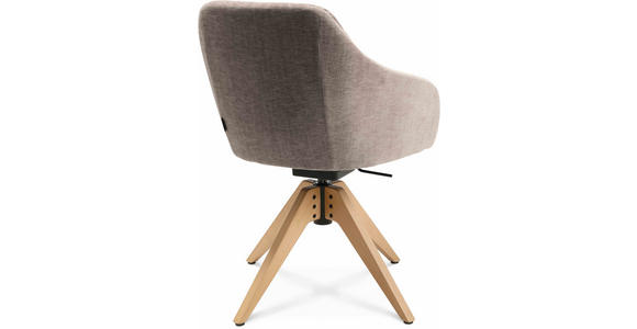 ARMLEHNSTUHL in Velours - Ecru/Eichefarben, Design, Holz/Textil (58/82,5-85,2/60cm) - Johann Jakob