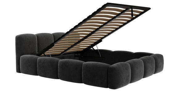 POLSTERBETT Lattenrost, Bettkasten Schwarz 140/200 cm  - Schwarz, Design, Holz/Textil (140/200cm) - Carryhome