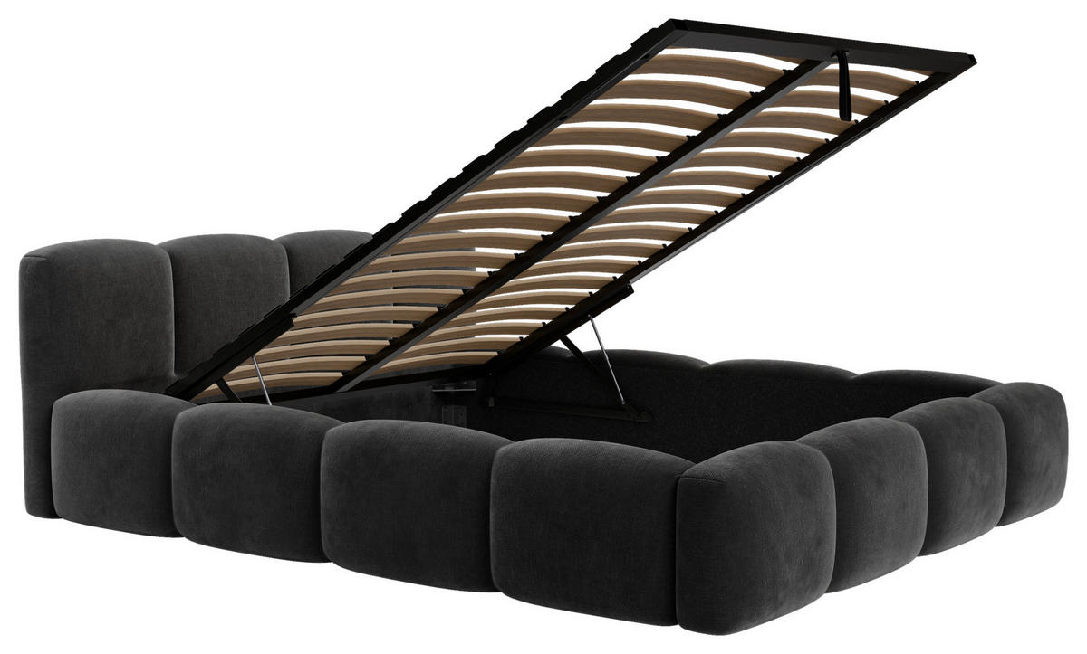POLSTERBETT Lattenrost, Bettkasten 180/200 cm  in Schwarz  - Schwarz, Design, Holz/Textil (180/200cm) - Boxxx
