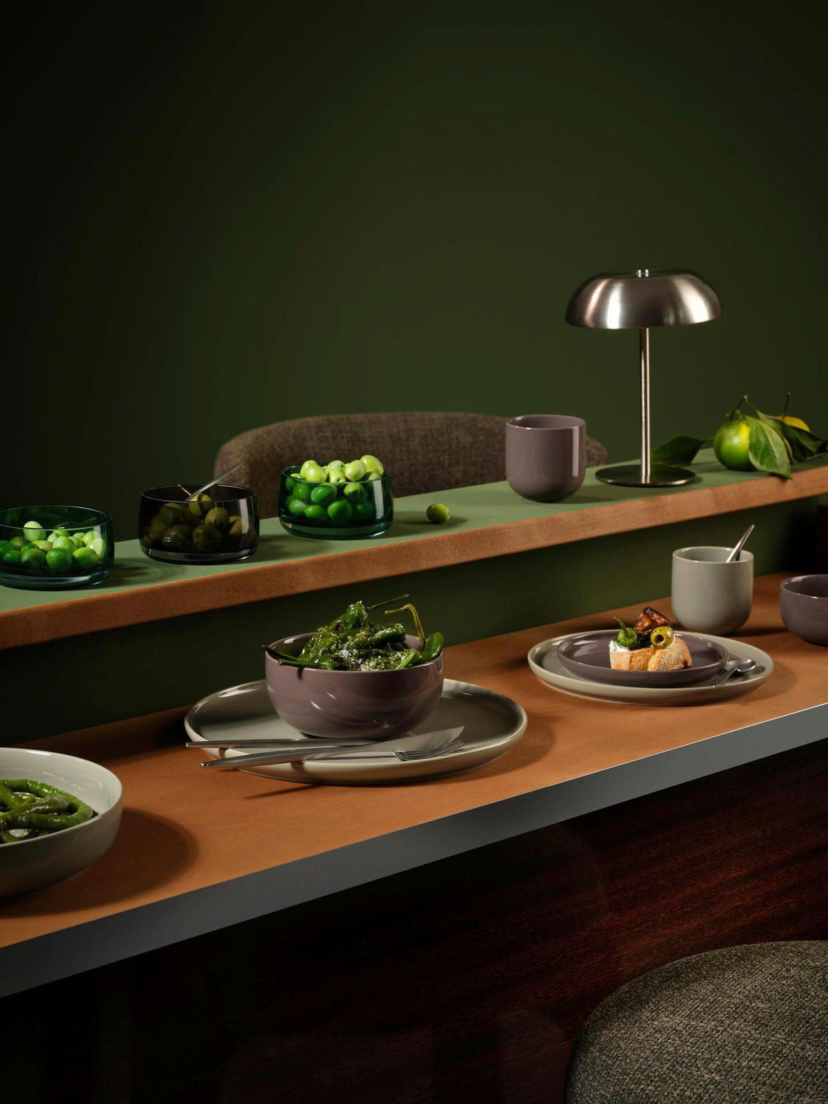 DESSERTTELLER Olivgrün coppa shiso  - Olivgrün, KONVENTIONELL, Keramik (21/1,5cm) - ASA