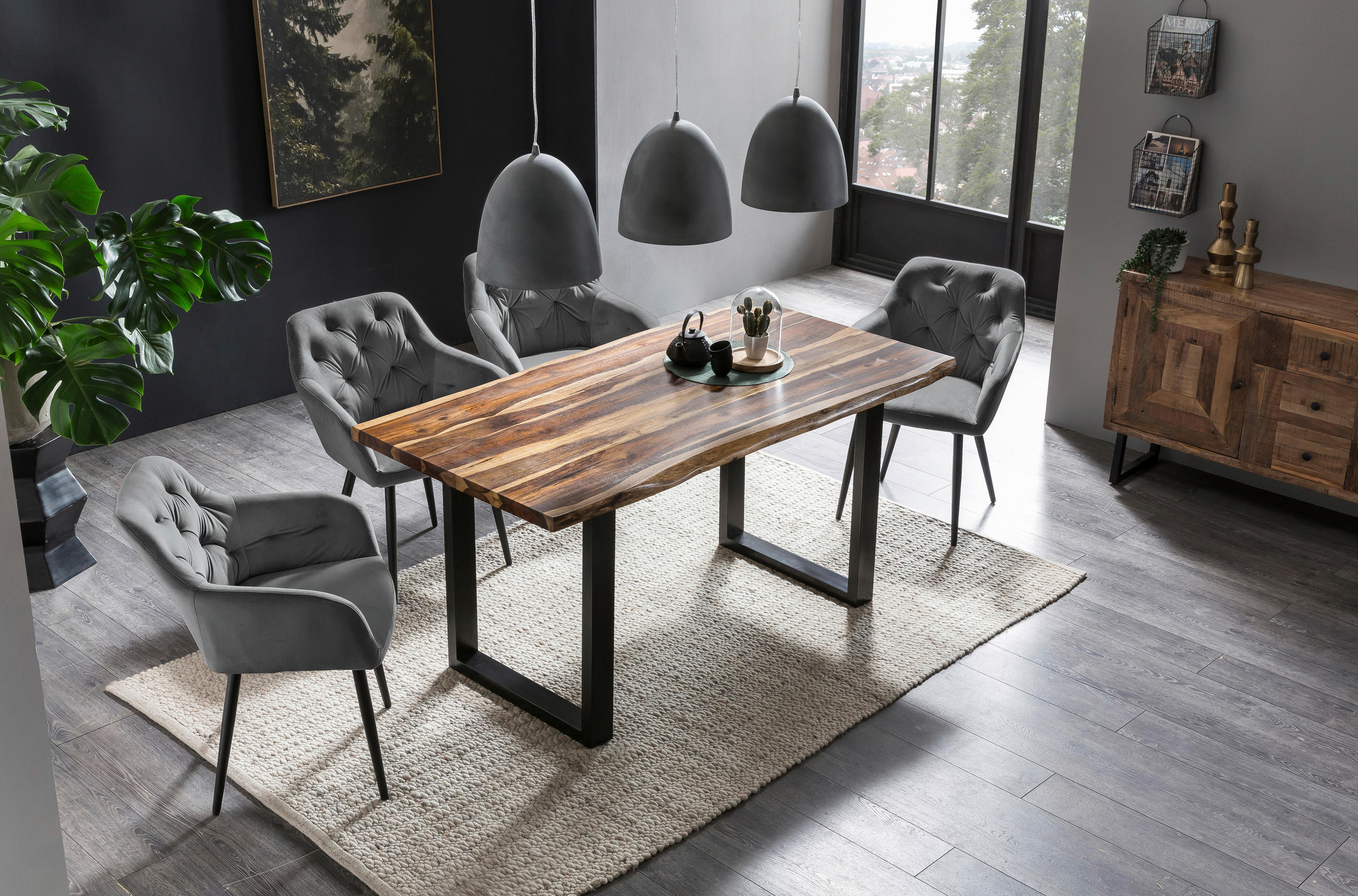 ARMLEHNSTUHL  in Samt  - Schwarz/Grau, MODERN, Textil/Metall (61/85/45cm) - Livetastic