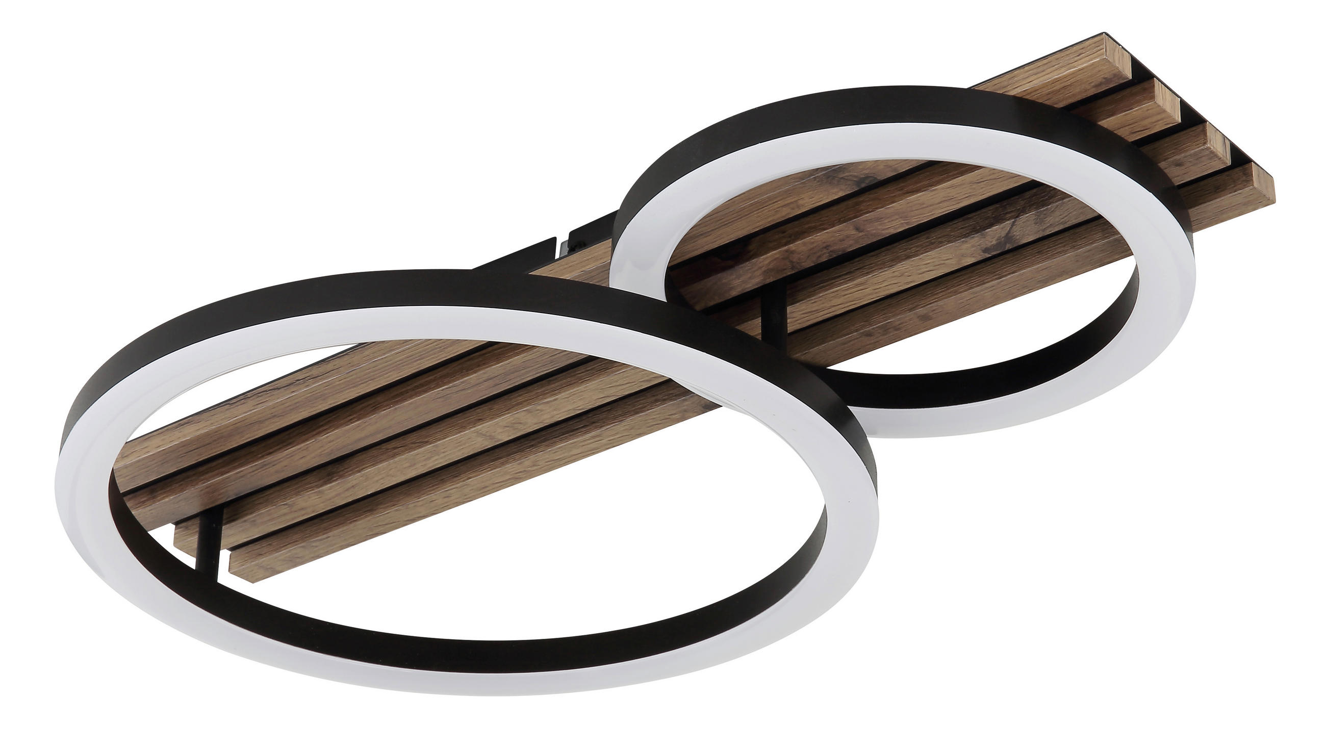 LED-DECKENLEUCHTE 48/30/9,5 cm   - Dunkelbraun/Schwarz, Natur, Holzwerkstoff/Kunststoff (48/30/9,5cm) - Globo