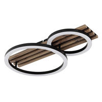 LED-DECKENLEUCHTE 48/30/9,5 cm   - Dunkelbraun/Schwarz, Natur, Holzwerkstoff/Kunststoff (48/30/9,5cm) - Globo