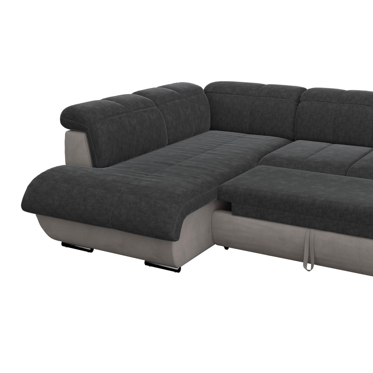 WOHNLANDSCHAFT Anthrazit, Grau Webstoff  - Chromfarben/Anthrazit, MODERN, Textil/Metall (228/345/184cm) - MID.YOU