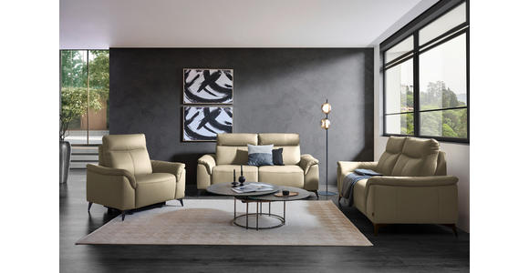 SESSEL in Echtleder Ecru  - Ecru/Schwarz, Design, Leder/Metall (107/105/98cm) - Belluti