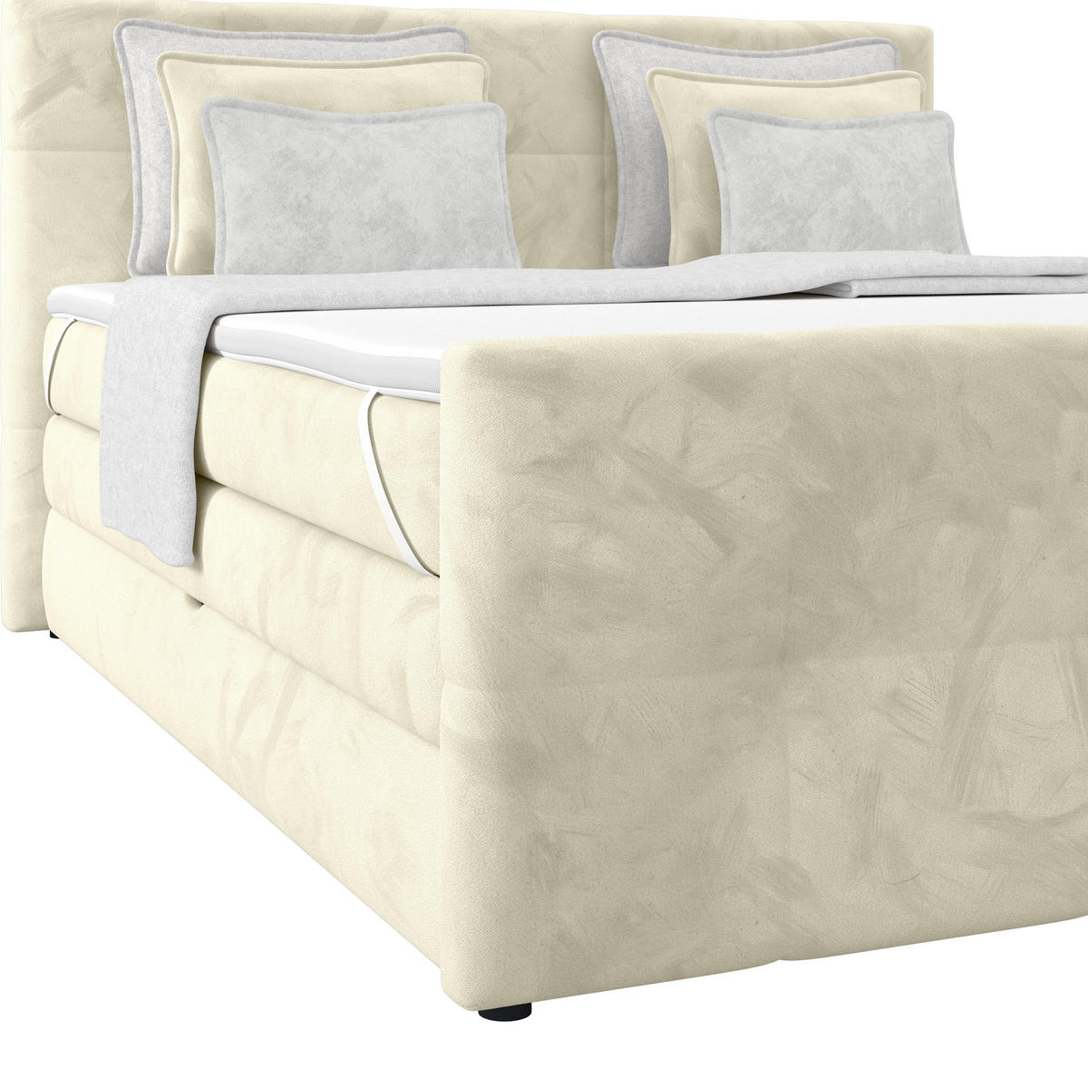 BOXSPRINGBETT 160/200 cm,  in Champagner, gepolstertes Kopfteil, Bettkasten, Topper, Matratzen, H2 + H2 = mittel  - Champagner, KONVENTIONELL, Holz/Holzwerkstoff (160/200cm) - Luca Bessoni