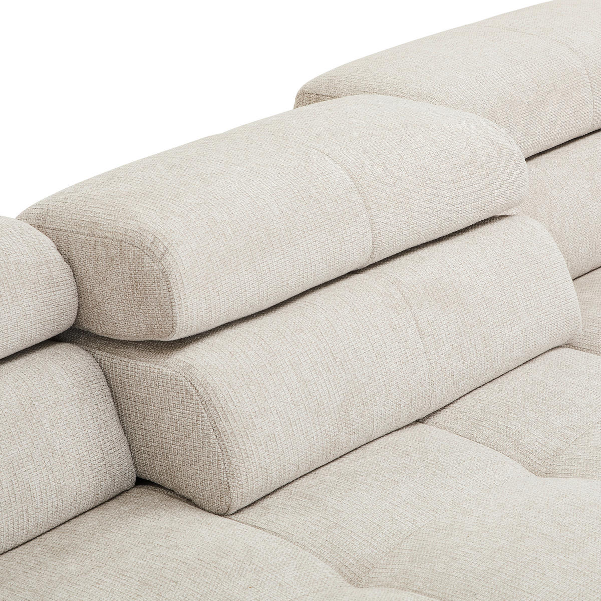 ECKSOFA Naturfarben Flachgewebe  - Chromfarben/Naturfarben, KONVENTIONELL, Textil/Metall (282/224cm) - Hom`in
