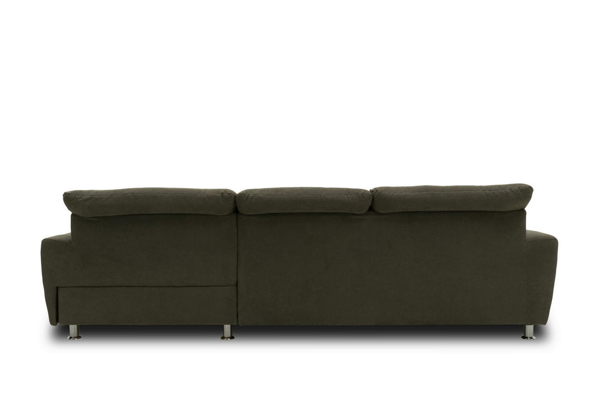 ECKSOFA MERIDIAN Schlammfarben Mikrofaser Rücken echt  - Chromfarben/Schlammfarben, KONVENTIONELL, Textil/Metall (278/171cm) - MID.YOU