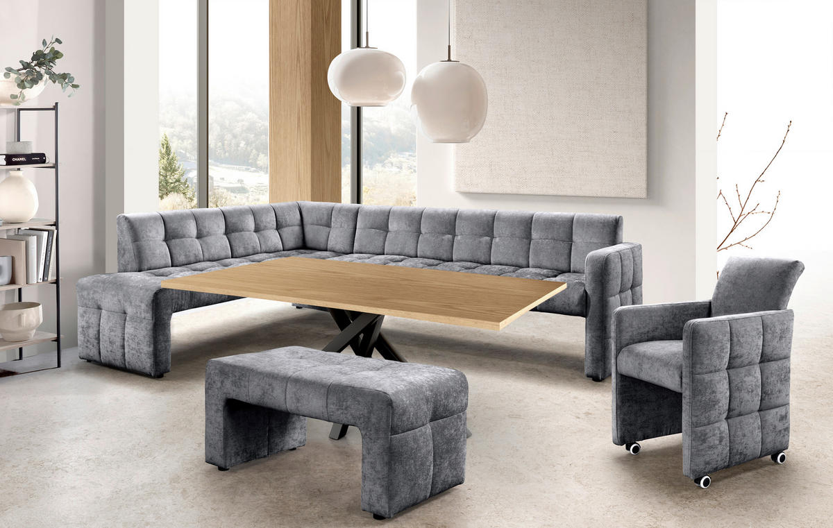 KLUPA KUTNA  antracit  drvo, tekstil, drvni materijal      - crna/antracit, Moderno, drvni materijal/drvo (265/197cm) - Livetastic