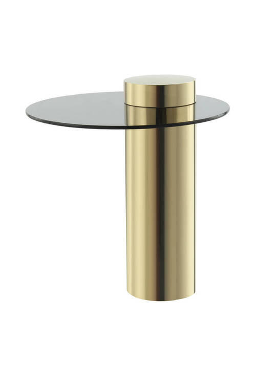 SIDOBORD i metall, glas 46/46/52 cm  - grå/guldfärgad, Modern, metall/glas (46/46/52cm) - Kayoom