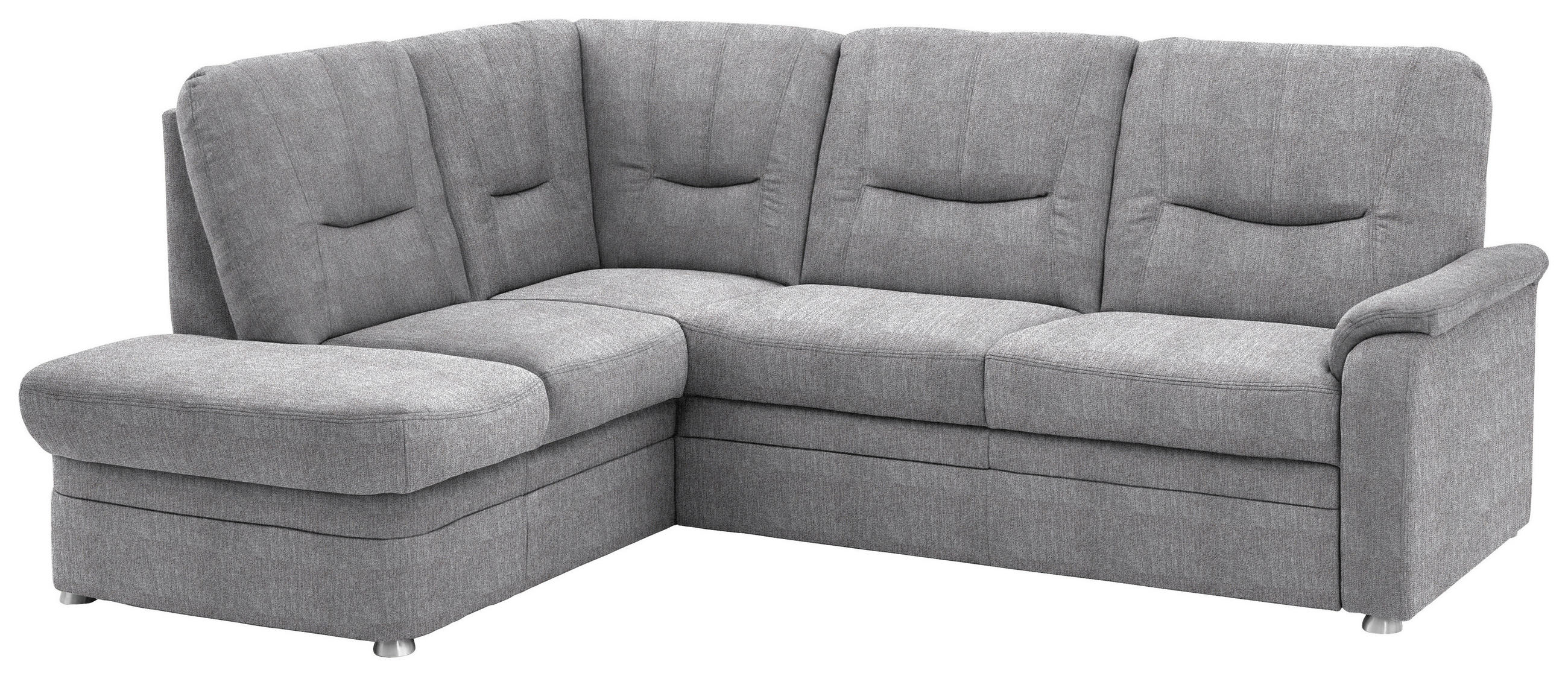 ECKSOFA Chenille Hellgrau  - Hellgrau/Schwarz, Konventionell, Kunststoff/Textil (185/235cm) - Beldomo Comfort