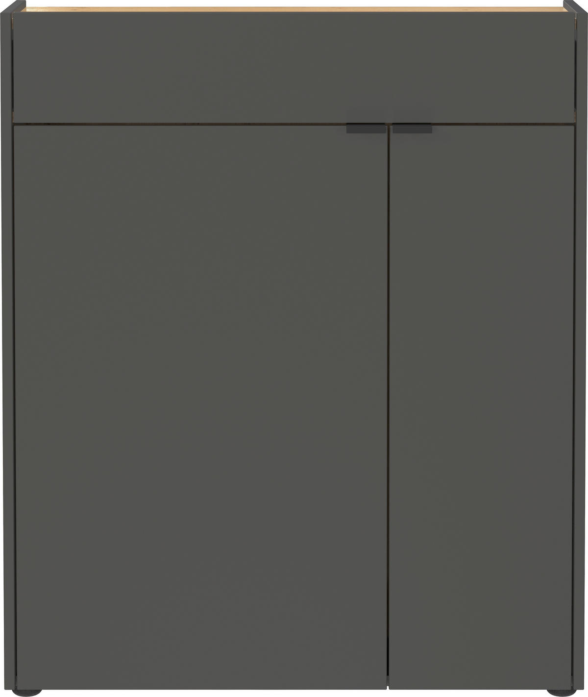 SCHUHSCHRANK Graphitfarben, Eichefarben  - Eichefarben/Schwarz, Design, Holzwerkstoff/Kunststoff (83/99/22cm)