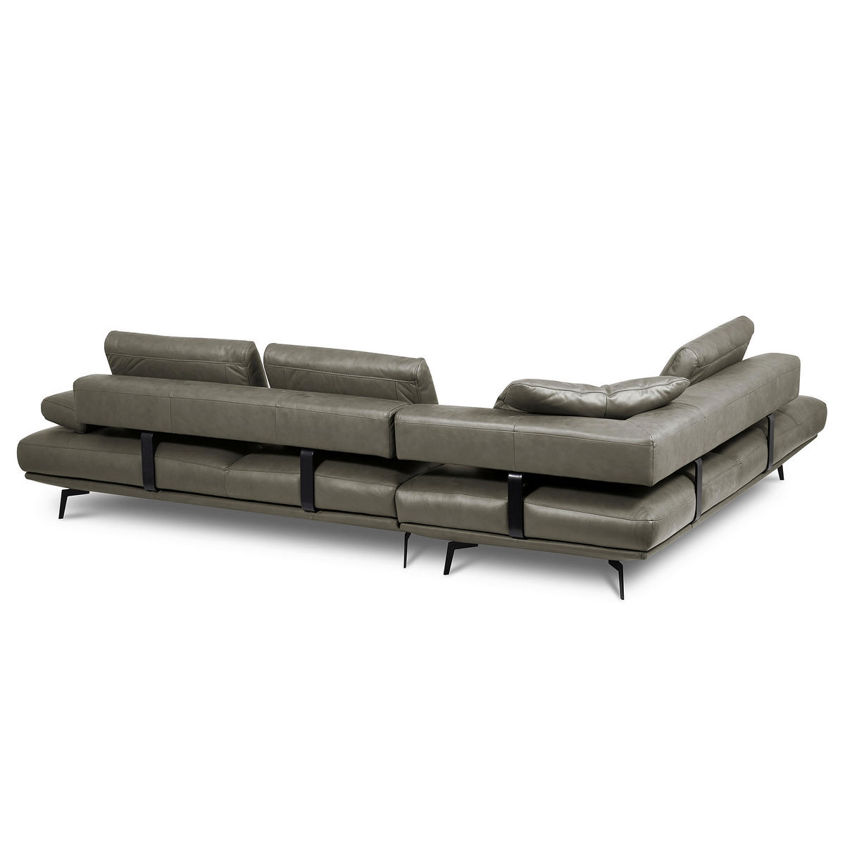 ECKSOFA Grau Echtleder  - Schwarz/Grau, Design, Leder/Metall (237/306cm) - Livetastic