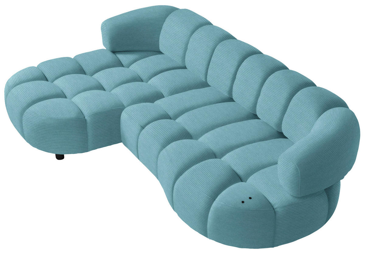 ECKSOFA in Cord, Velours Hellblau  - Schwarz/Hellblau, Design, Holz/Textil (183/284cm) - Welnova