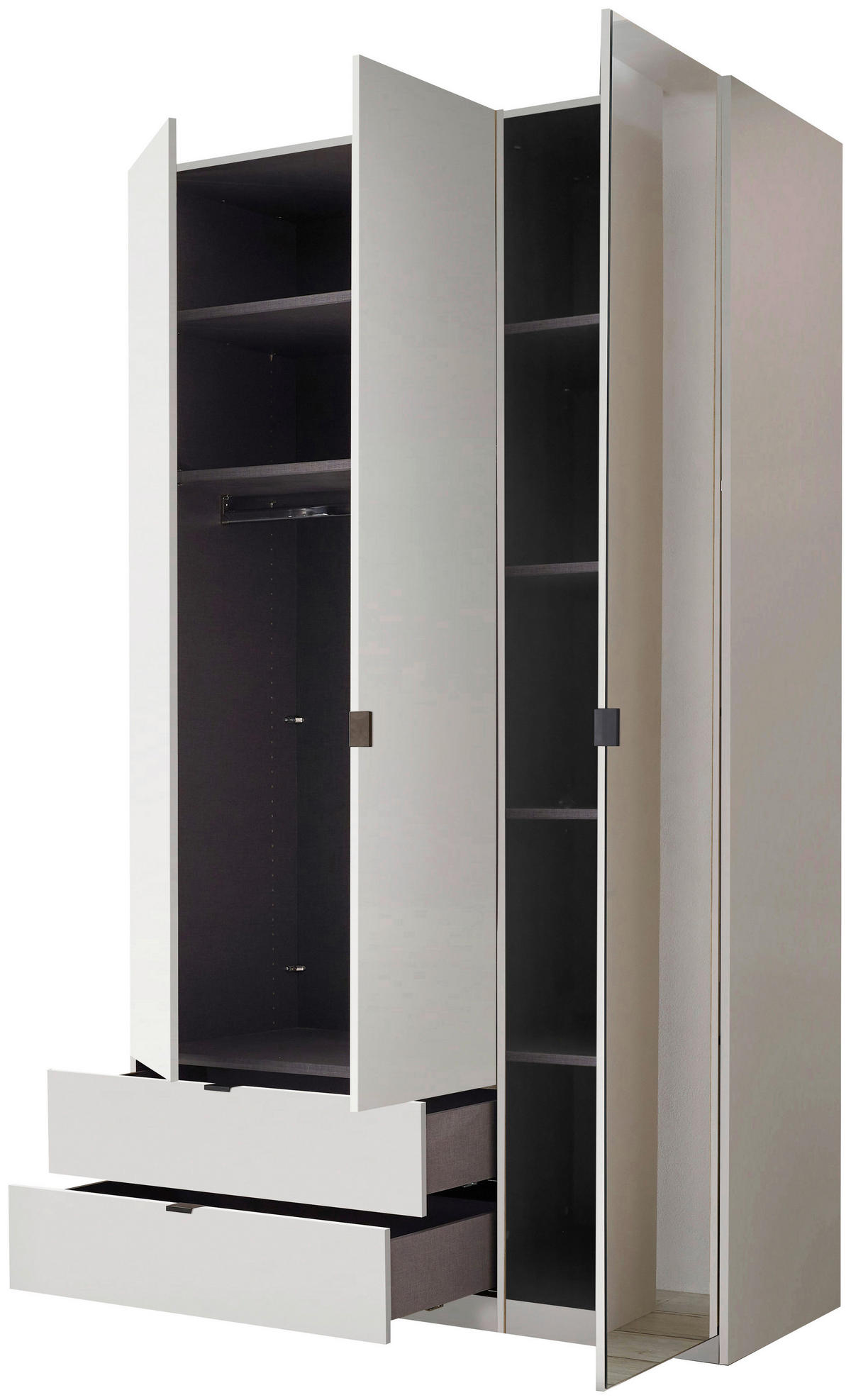 DREHTÜRENSCHRANK 135,4/225,5/57 cm 3-türig Weiß  - Schwarz/Weiß, MODERN, Glas/Holzwerkstoff (135,4/225,5/57cm) - Xora