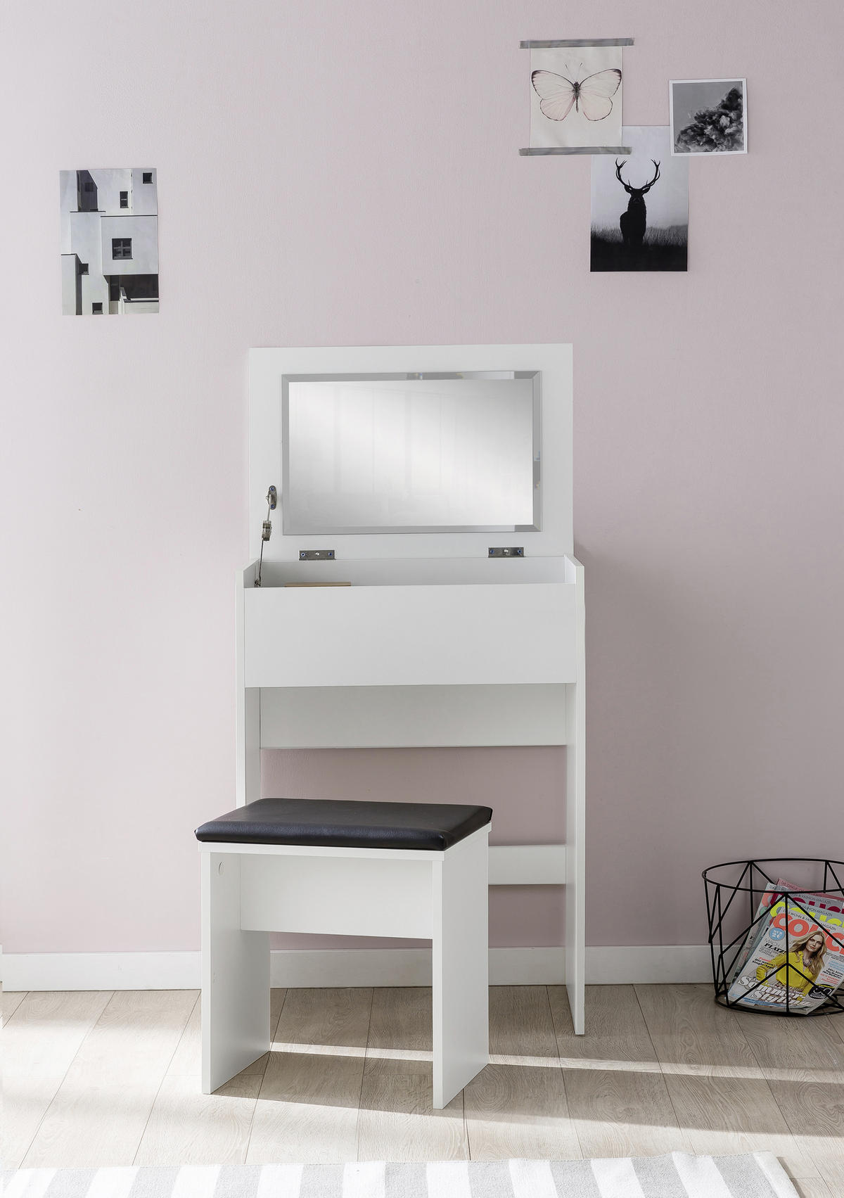 TOALETNÍ STOLEK, bílá, 60/81/40 cm - bílá, Konvenční, kompozitní dřevo (60/81/40cm) - MID.YOU
