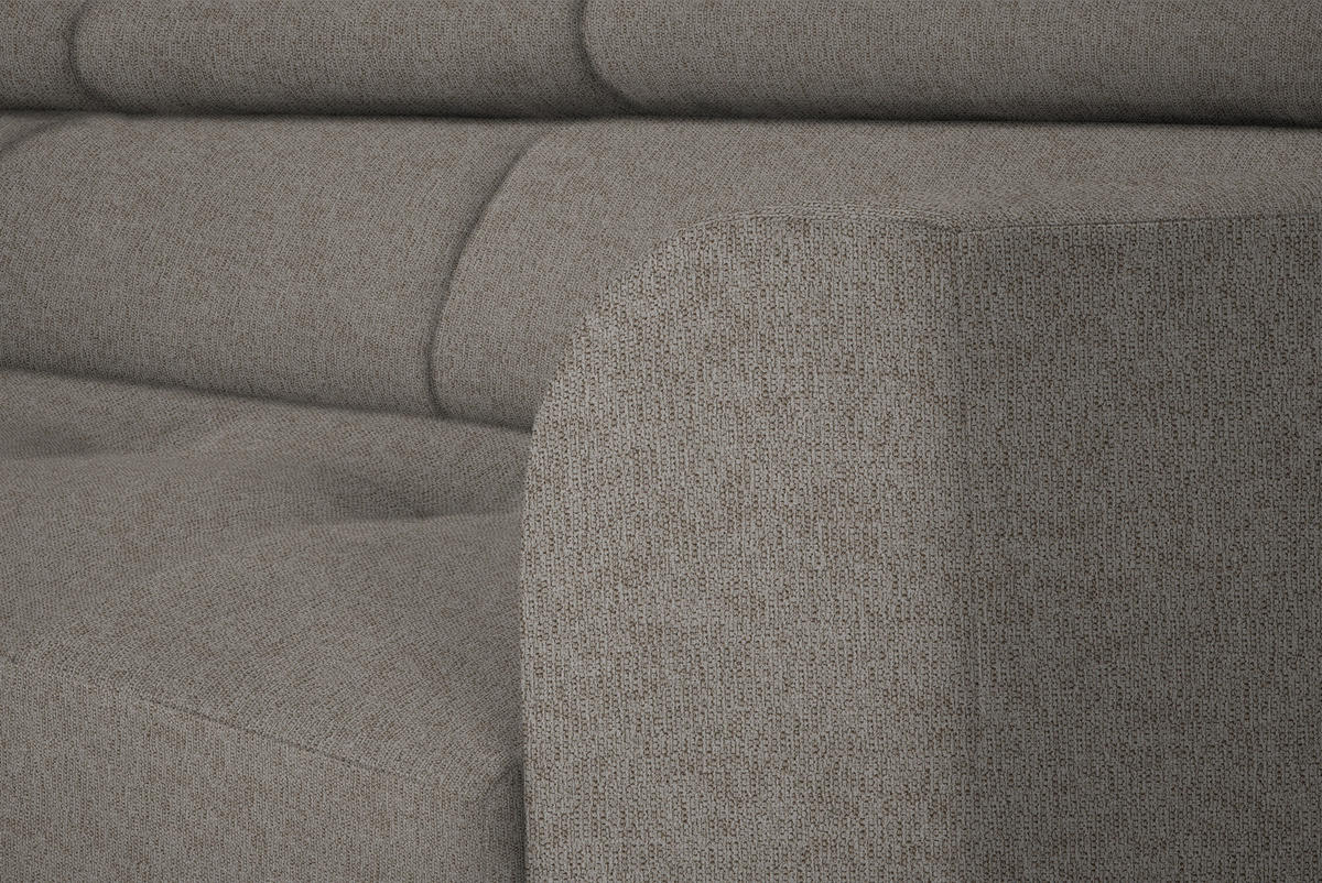 ECKSOFA in Webstoff Greige  - Greige/Schwarz, Design, Textil/Metall (205/280cm) - MID.YOU