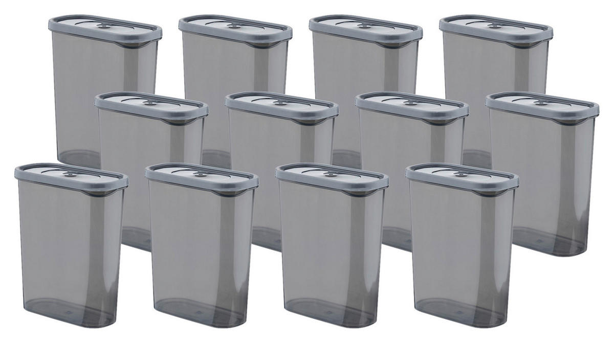 VORRATSDOSENSET 12-teilig  - Anthrazit, Basics, Kunststoff (17/21/8cm) - P & B