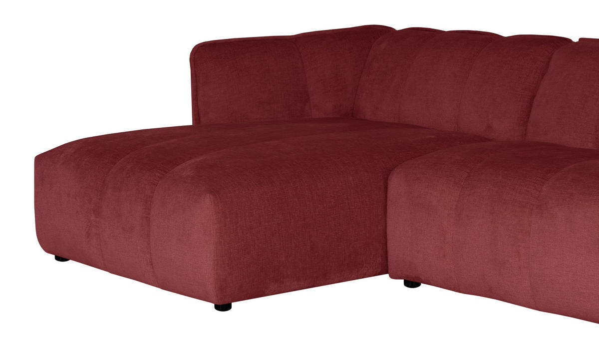 ECKSOFA LIVOLI in Chenille Bordeaux  160/306 cm  - Bordeaux/Schwarz, Design, Textil (160/306cm) - MID.YOU