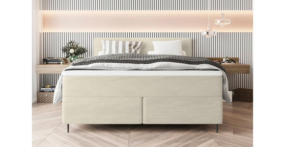 BOXSPRINGBETT 180/200 cm  in Beige  - Beige/Schwarz, KONVENTIONELL, Textil/Metall (180/200cm) - Carryhome