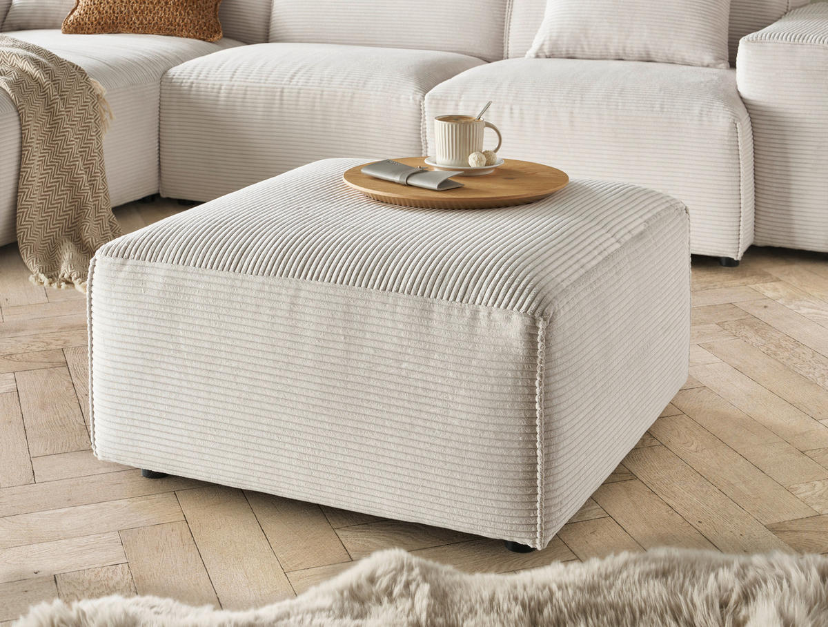 HOCKER Cord Weiß  - Schwarz/Weiß, Design, Kunststoff/Textil (80/71/80cm) - Pure Home Lifestyle