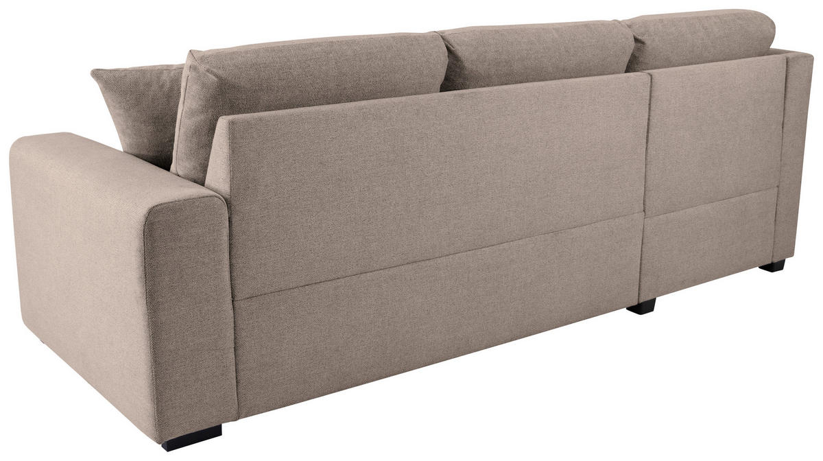 ECKSOFA LUKAS Hellbraun Struktur Zierkissen, Bettkasten  - Hellbraun, Trend, Textil (158/239cm) - P & B